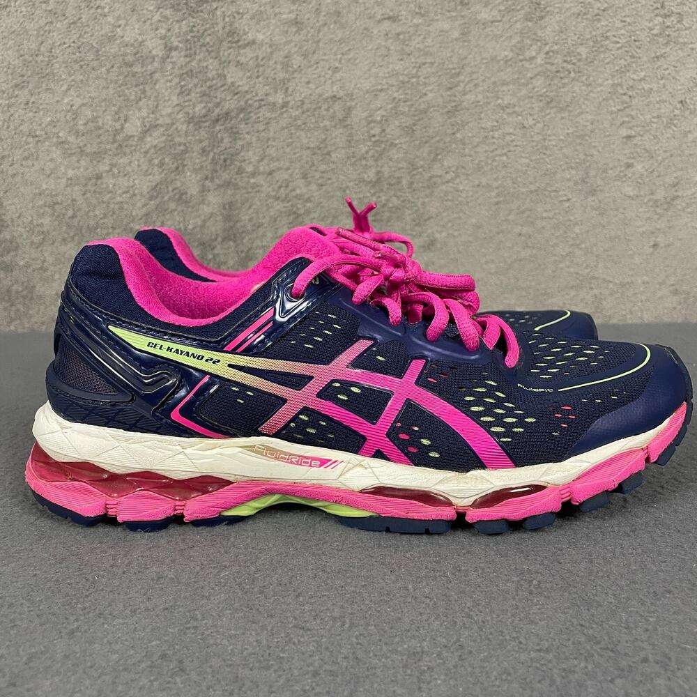 Asics Gel-Kayano 22 Sneaker Women US 6.5 Navy Pink Lace-Up Running Shoes T597N - Picture 9 of 14